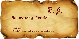 Rakovszky Jenő névjegykártya